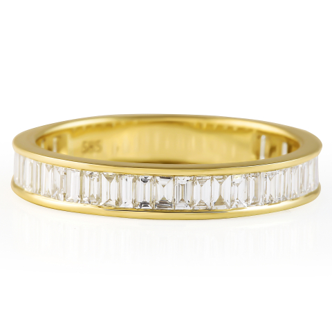 Channel Set Baguette Diamond Three-Quarter Band flat