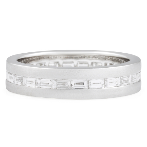 Men's East-West Baguette Lab Diamond Channel Set Band flat