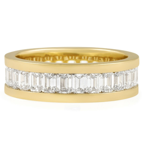 Men's Emerald Cut Lab Diamond Channel Set Band flat