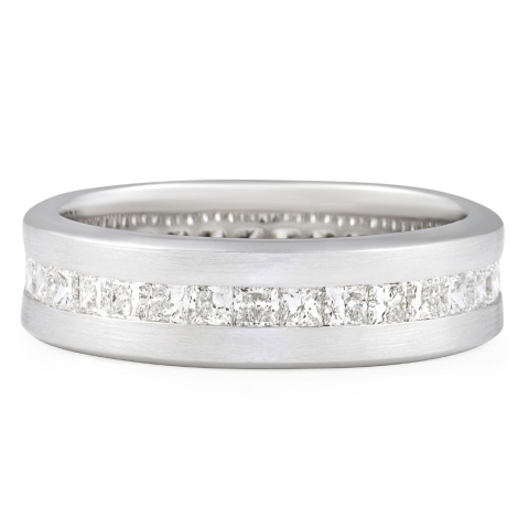 Men's Princess Cut Lab Diamond Matte Channel Set Band flat