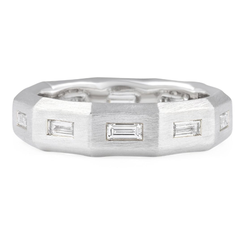 Men's Baguette Lab Diamond Geometric Band flat