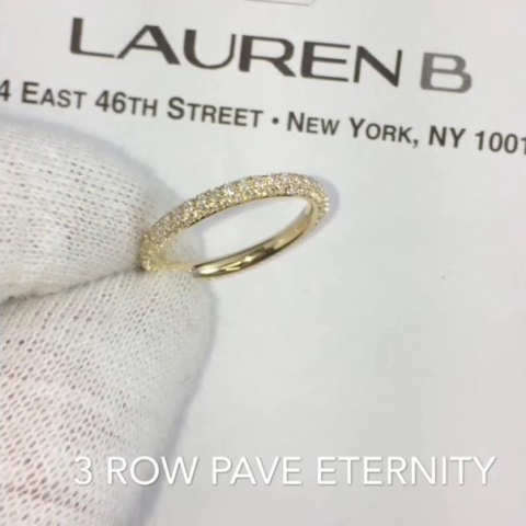 3 Row Pave Yellow Gold Eternity Band