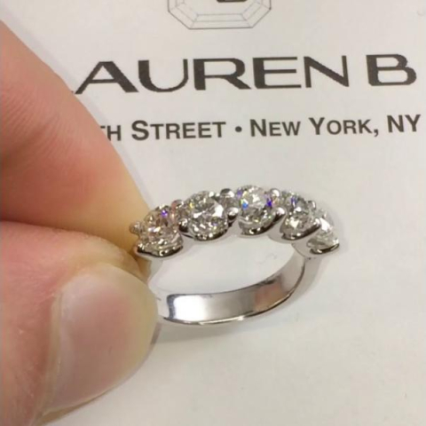 Five Stone Wedding Band U-Shape Round Brilliant Cut Diamonds