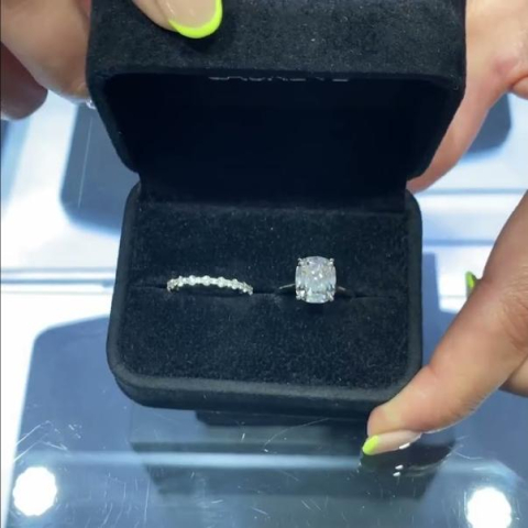 4.20 carat Antique Cushion Lab Grown Diamond Engagement Ring