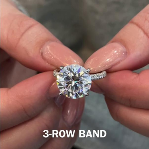 6 ct Round Moissanite Three-Row Band Ring