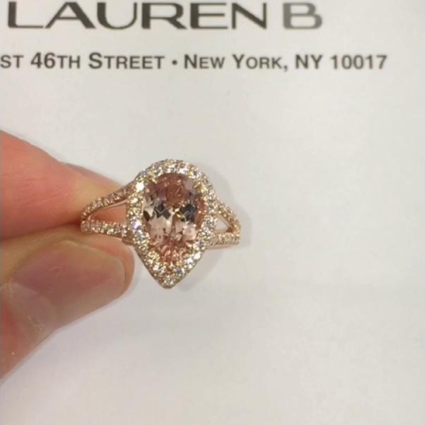 Morganite Pear Shape in Halo Design