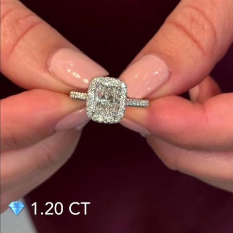 1.2 ct Radiant Cut Diamond Halo Ring
