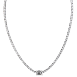 11.70 carat Emerald Cut Center Stone Diamond Tennis Necklace
