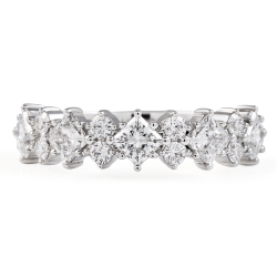 1.4 carat Princess and Round Lab Diamond Halfway Cluster Band