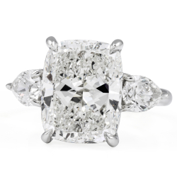 7.01 carat Cushion Cut Diamond Three-Stone Ring