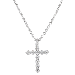 Small Round Lab Diamond Cross Pendant Necklace