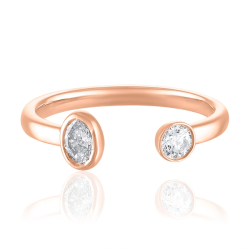 Round and Oval Diamond Cuff Ring