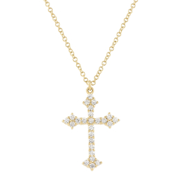 Gothic Pave Diamond Cross Pendant Necklace