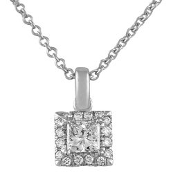 Petite Princess Diamond Halo Pendant