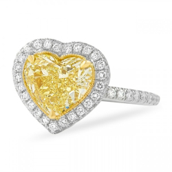 2.51 carat Heart Shape Yellow Diamond Halo Engagement Ring