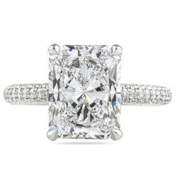 4.03 carat Radiant Cut Diamond Three-Row Band Engagement Ring