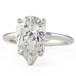 3.22 carat Pear Shape Lab Diamond Lotus Prong Ring