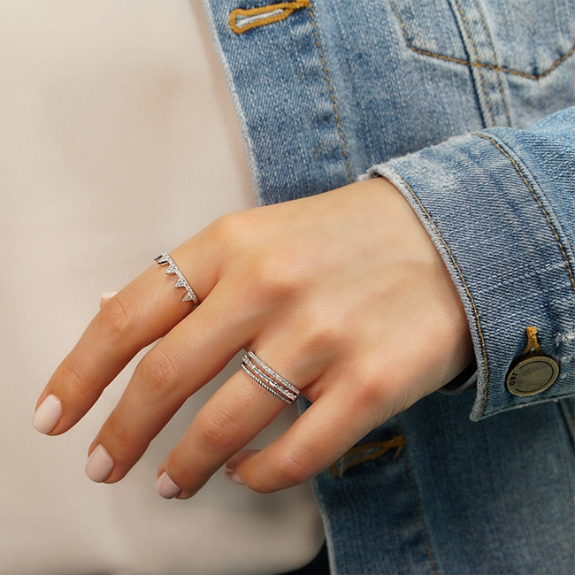 Three Row Diamond Ring flat