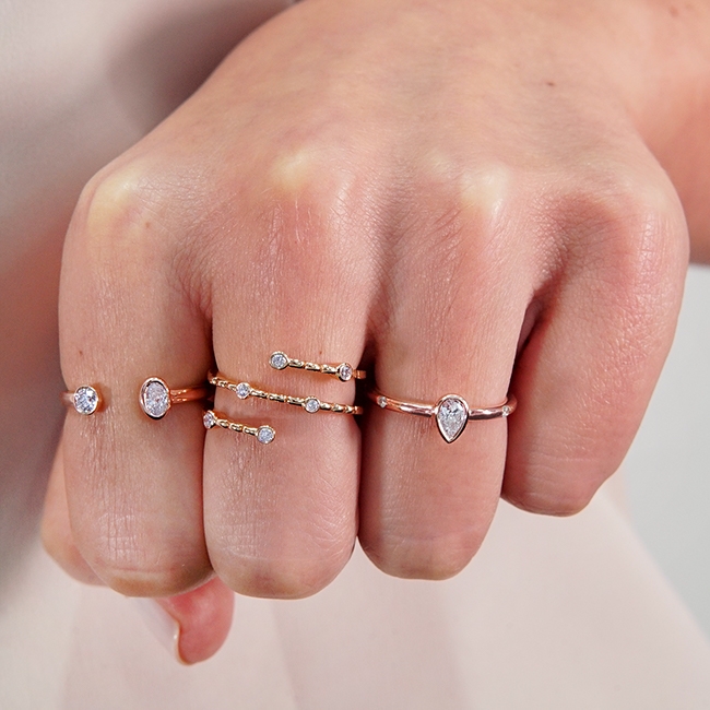 Studded Diamond Pear Ring