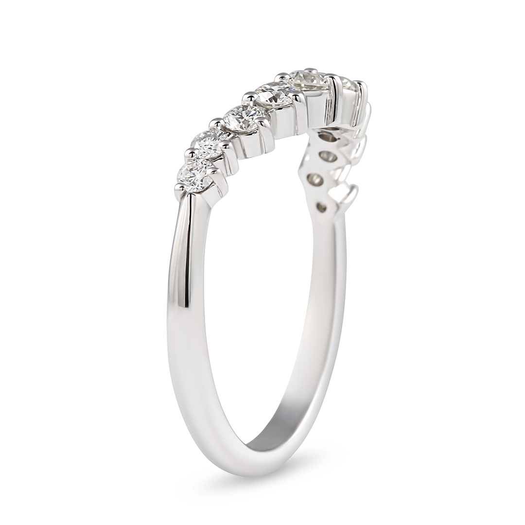 Soft Curve "Tiara" Diamond Wedding Band flat