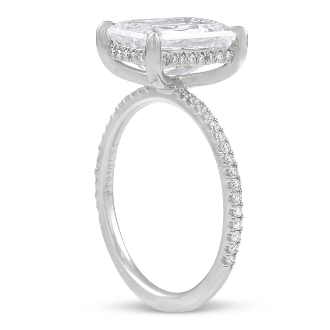 4.03 carat Hybrid Step Cut Diamond Engagement Ring flat