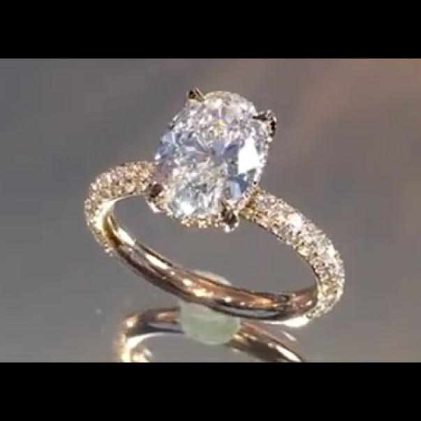 1.90 ct Oval in Rose Gold 3 Row Pave