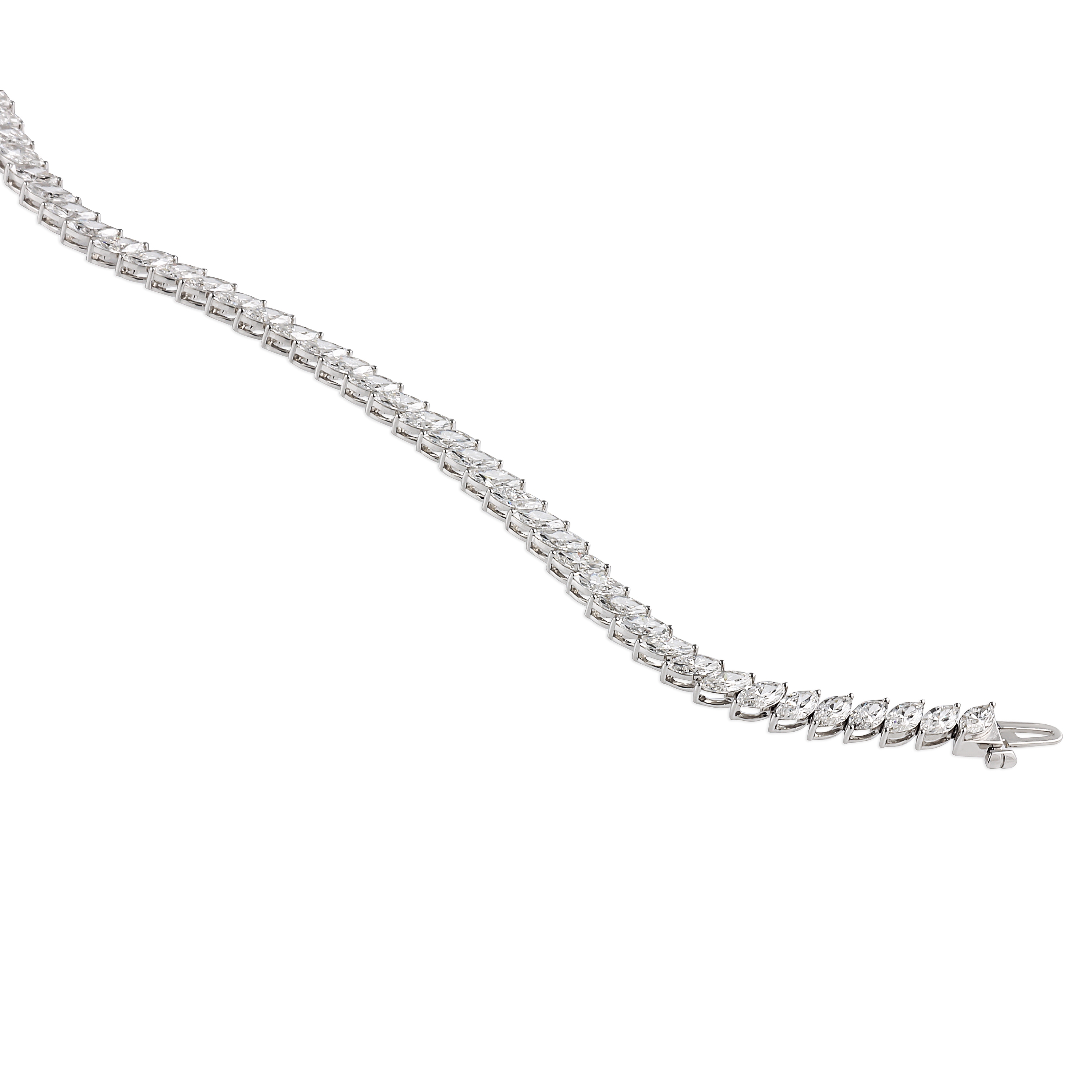 7 carat Angled Marquise Lab Diamond Tennis Bracelet front