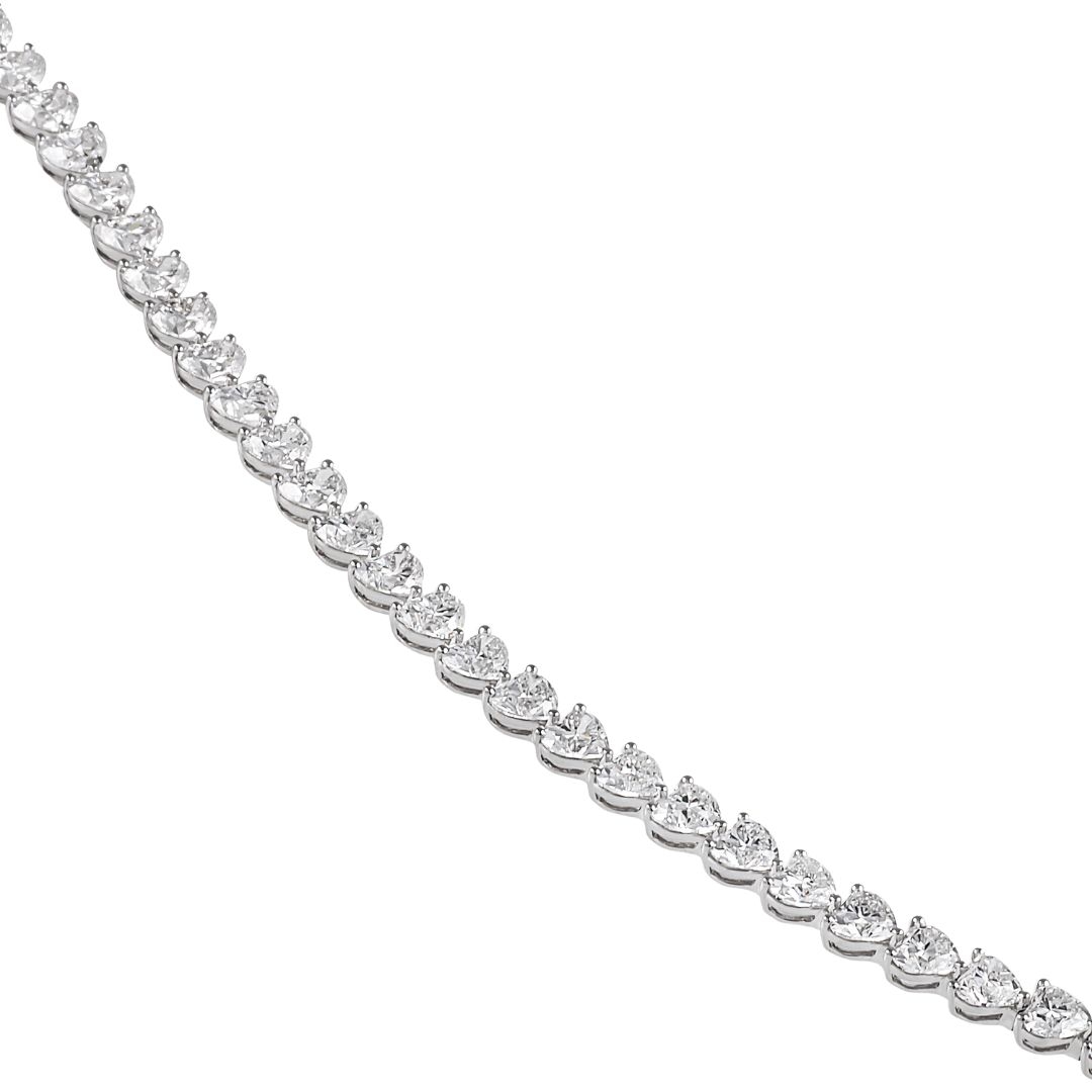 11.45 carat Heart Shape Lab Diamond Tennis Bracelet curve