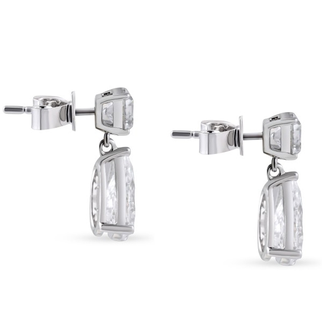 4.90 carat Round and Pear Shape Lab Diamond Drop Earrings front