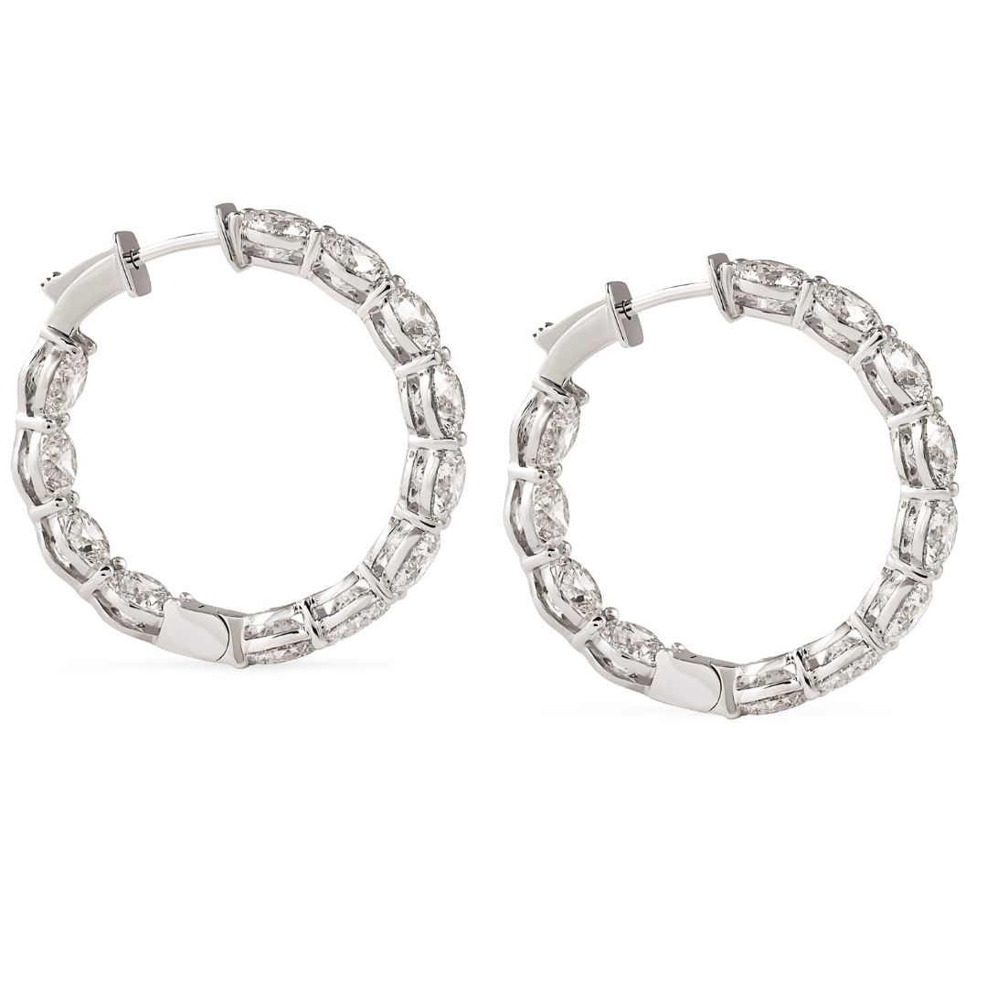 12.2 carat Round Lab Diamond Hoop Earrings front