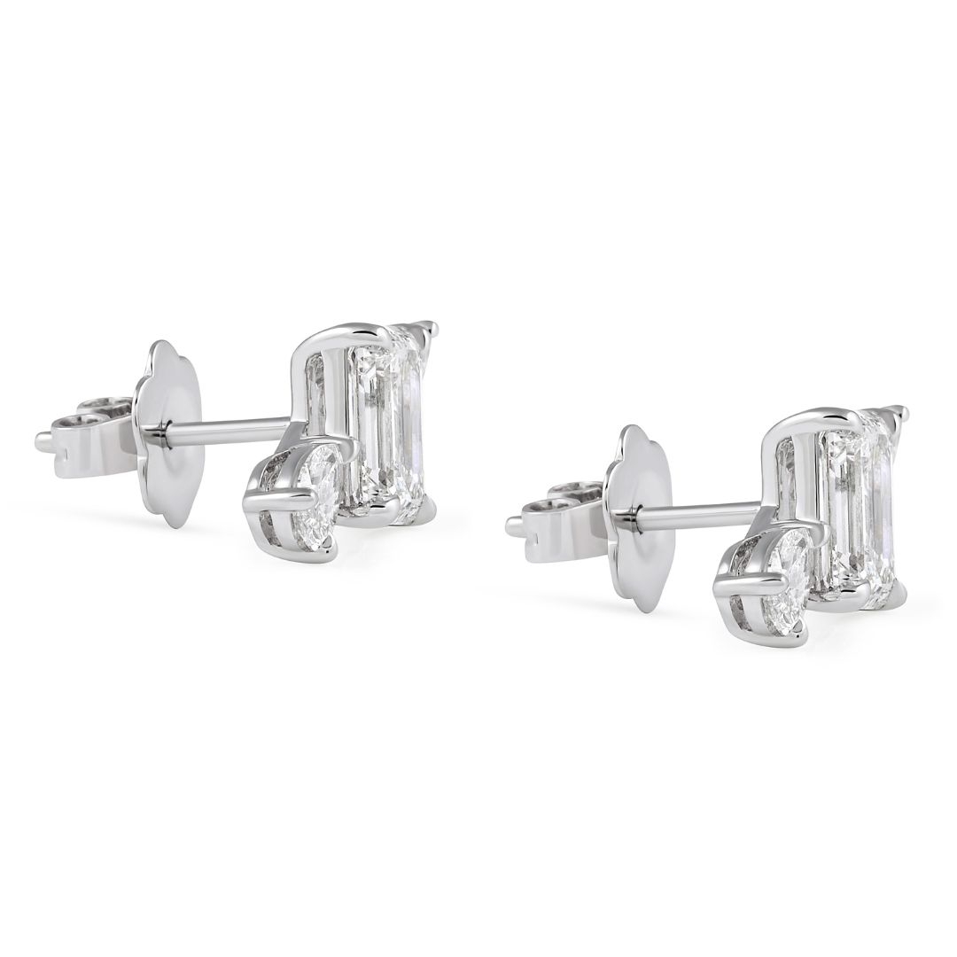 3 carat TW Emerald Cut Lab Diamond Trio Studs wg