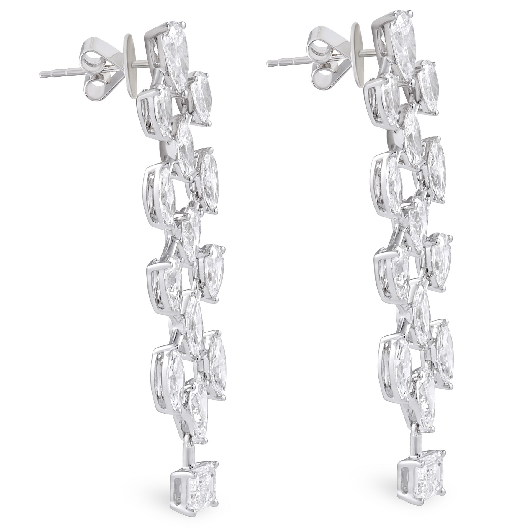 5.85 carat Multi-Shape Diamond Lattice Drop Earrings wg