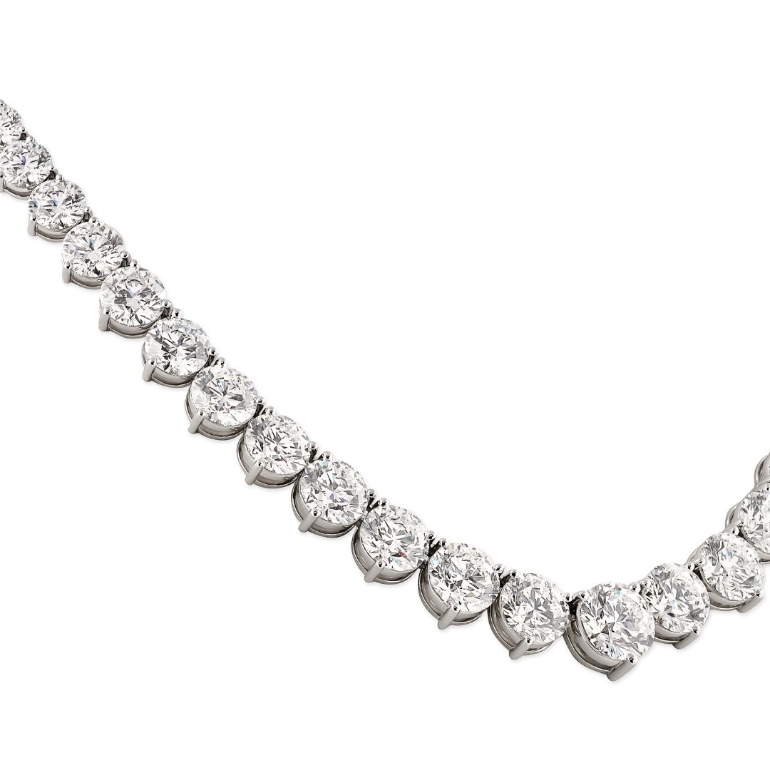 39.70 carat Graduating Round Lab Diamond Tennis Necklace front