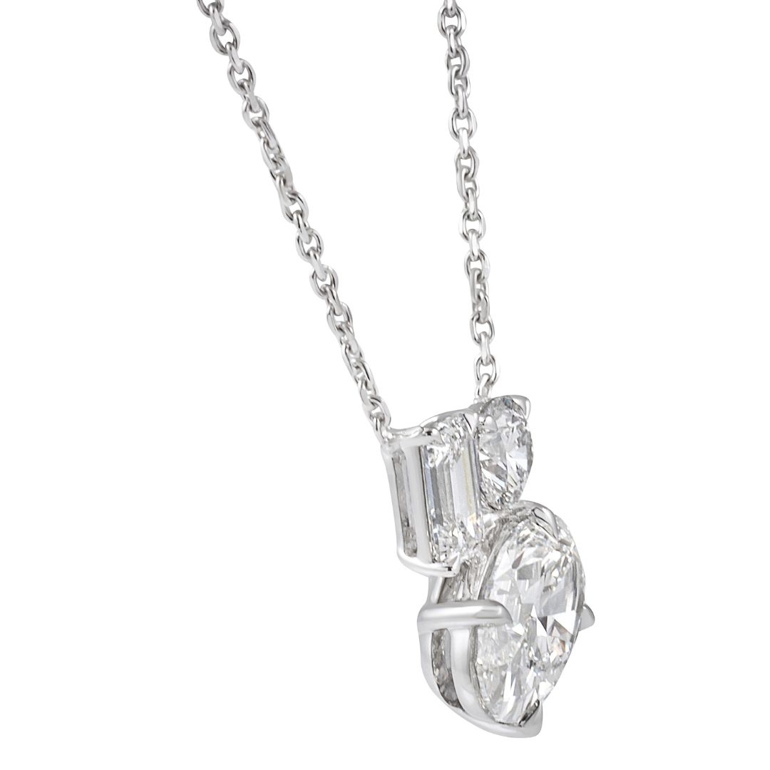 2.30 carat TW Oval Lab Diamond Trio Design Pendant wg