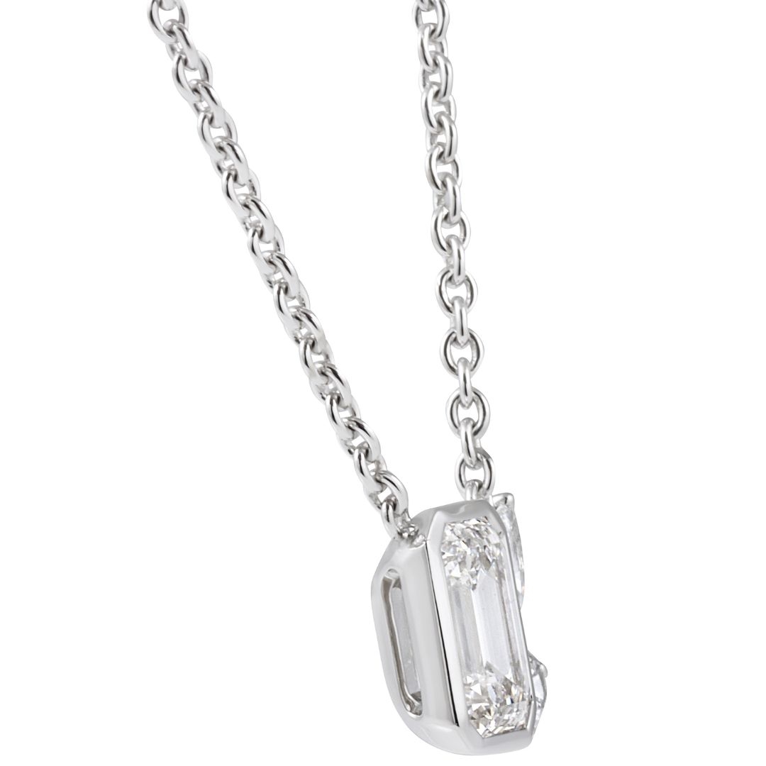 1.80 carat TW Emerald Cut Lab Diamond Bezel Trio Pendant yg