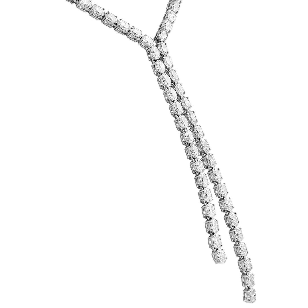 14.30 carat Oval Lab Diamond Lariat Tennis Necklace front