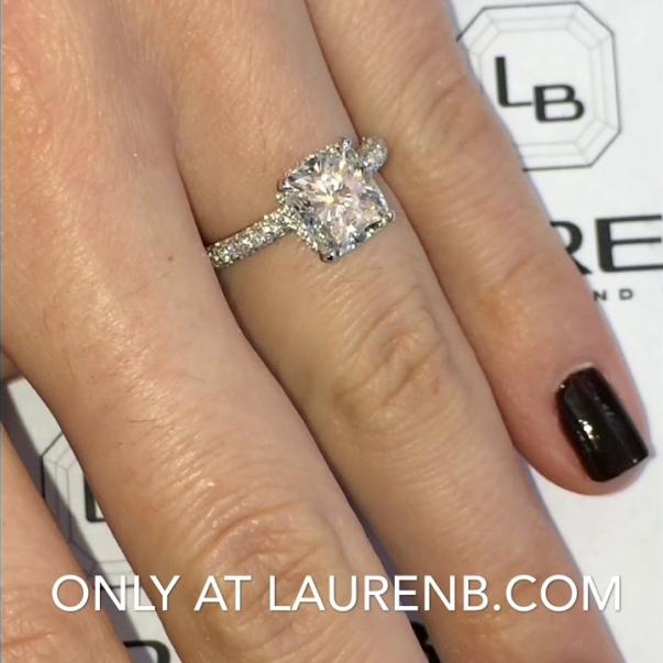 2 ct Cushion Diamond Three-Row Band Engagement Ring