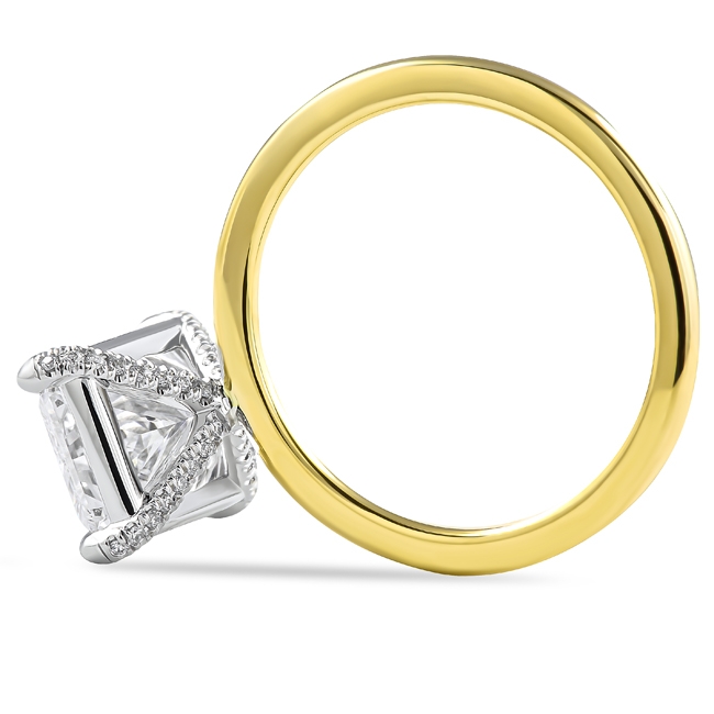 4.07 carat Radiant Cut Lab Diamond Pave Prong Ring top
