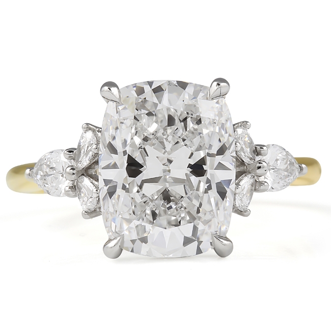 3.59 carat Cushion Lab Diamond 7-Stone Engagement Ring angle