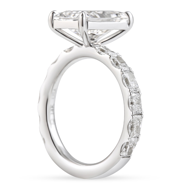 3.44 carat Radiant Cut Lab East-West Radiant Pave Ring flat