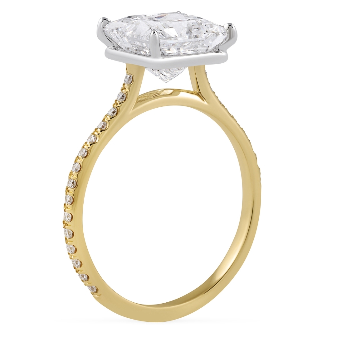 2.79 carat Princess Cut Lab Diamond Super Slim Ring flat