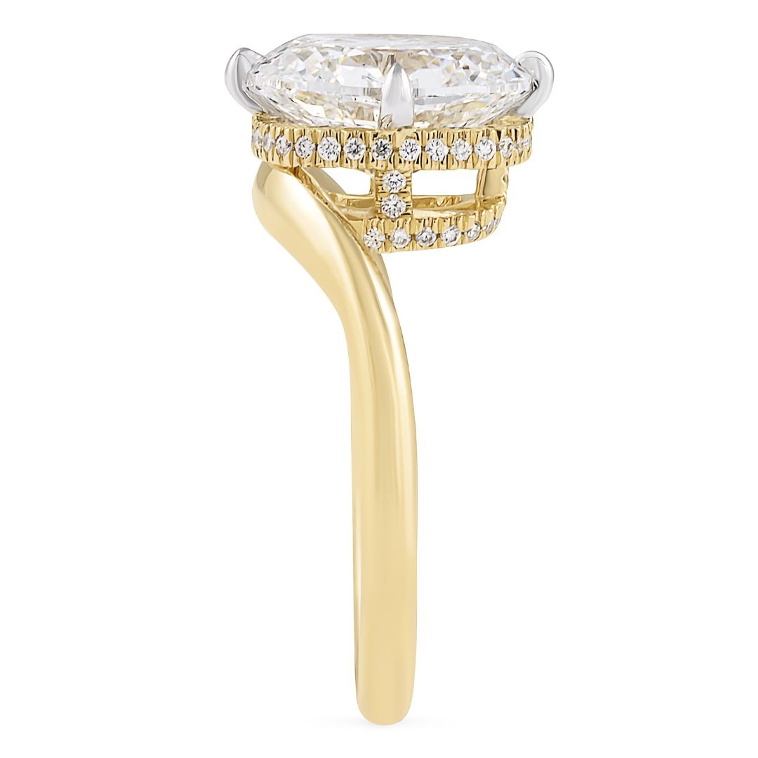 3.01 carat Cushion Cut Lab Diamond Wave Ring flat