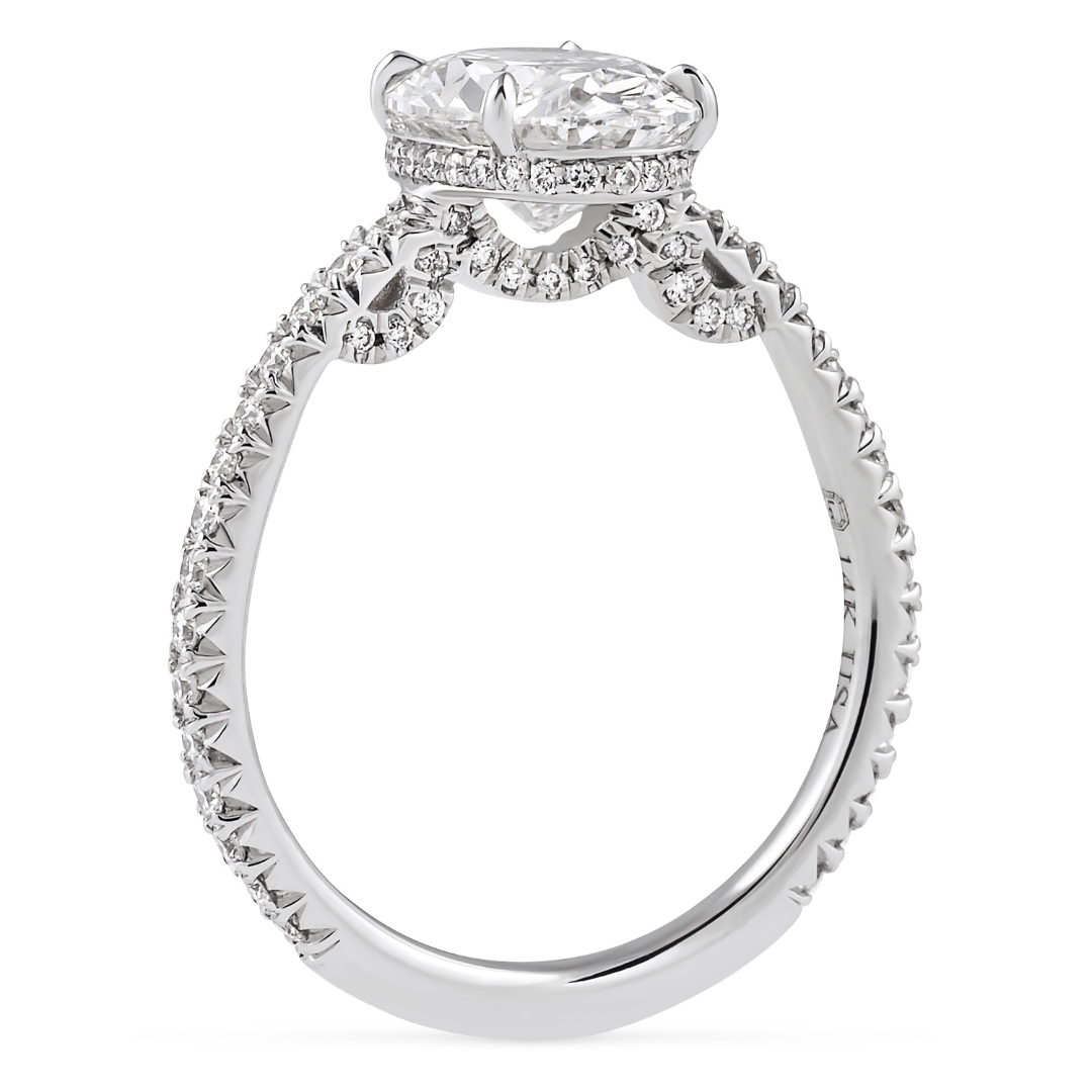 1.85 carat Oval Lab Diamond Decorated Invisible Gallery Ring flat