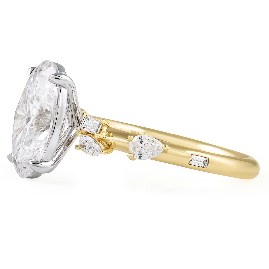 3 carat Oval Lab Diamond Nine Stone Accent Band Ring flat