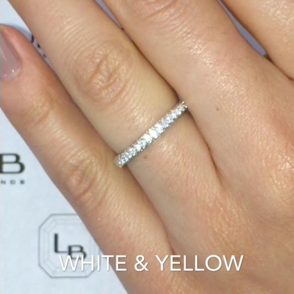 Three-Row Eternity Band Half Yellow and Half White gold