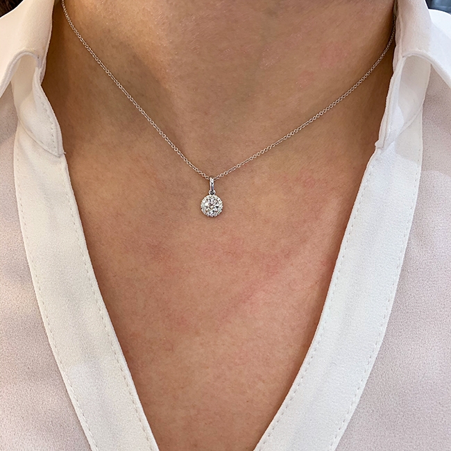 Petite Round Diamond Halo Pendant