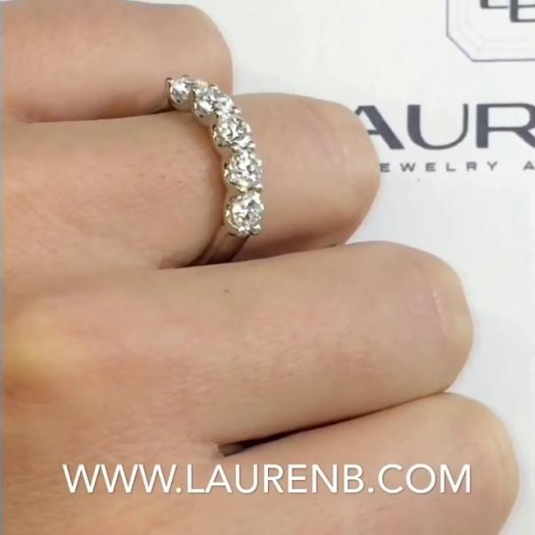 5-Stone Wedding Band Ring U-Shape Design