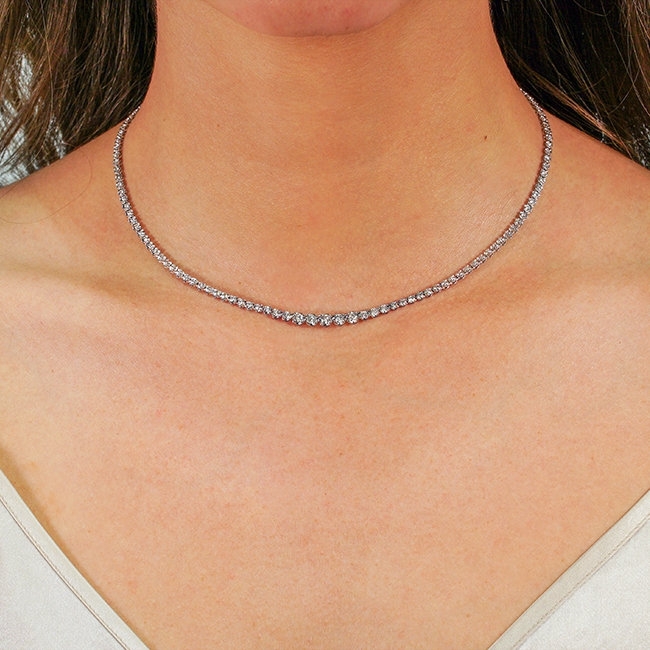 3 carat Graduated Diamond Tennis Necklace