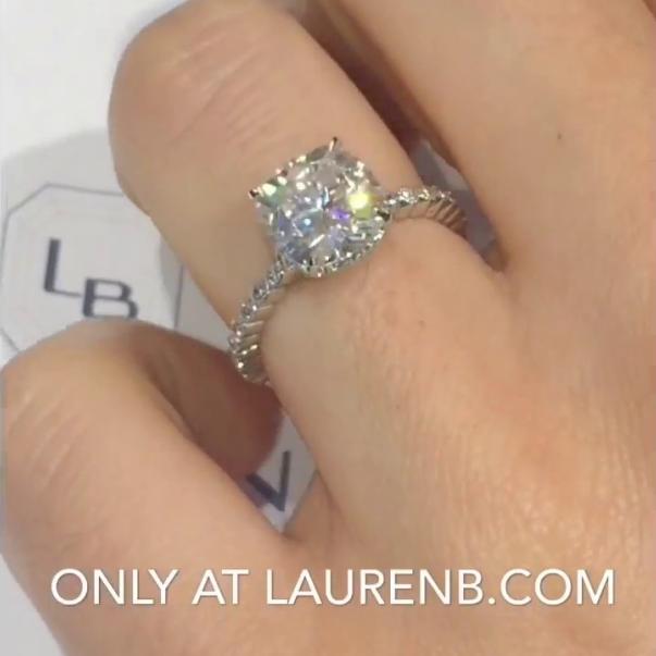 8.5mm Cushion Cut Moissanite Engagement Ring