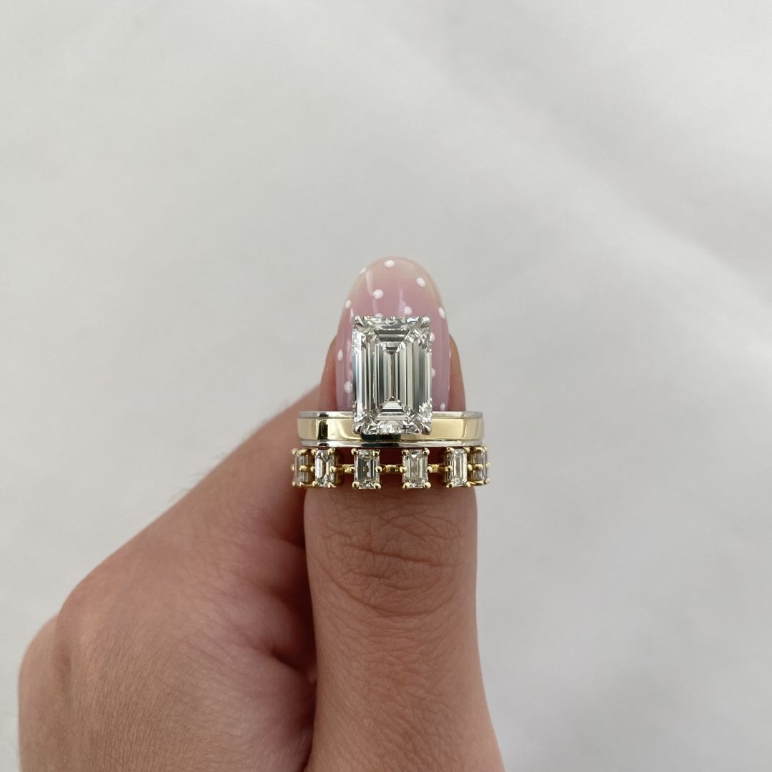 Emerald Cut Diamond 'Snowflake' Eternity Band flat